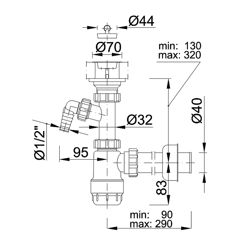 Сифон для раковины Styron STY-531-1 Белый от магазина ЛесКонПром.ру