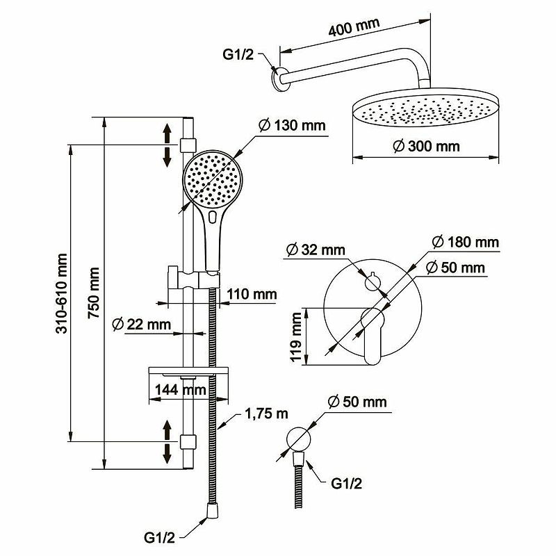 Душевая система Swedbe Platta 5536 Хром от магазина ЛесКонПром.ру