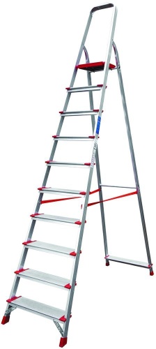 Стремянка алюминиевая профессиональная с широкими ступенями Новая Высота 10 ступеней (арт. 3117110) от магазина ЛесКонПром.ру