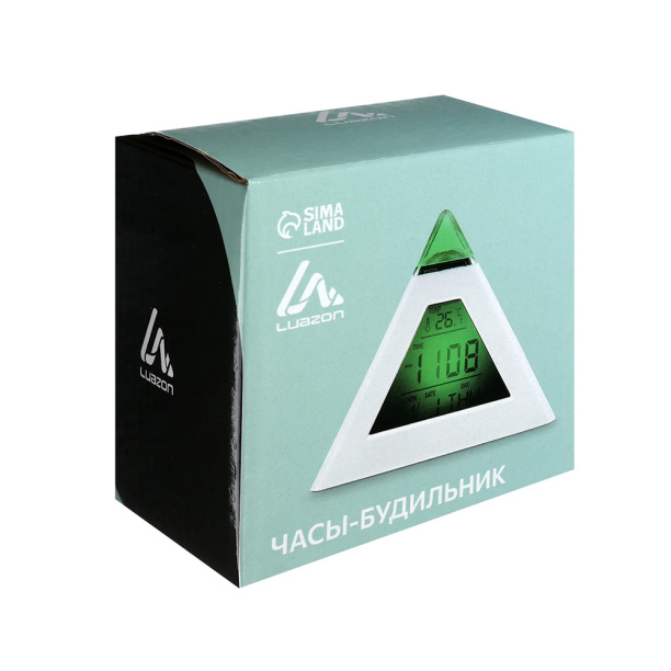 Часы-будильник LuazON Пирамида 100х100 мм белые от магазина ЛесКонПром.ру