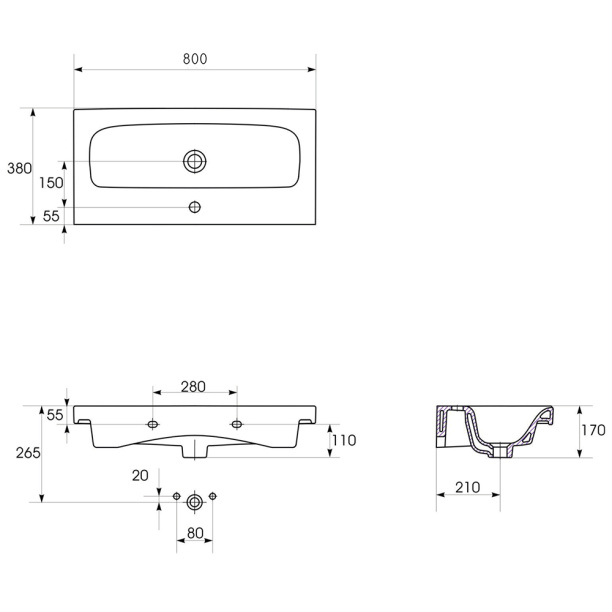 Раковина Cersanit MODUO SLIM 80 см от магазина ЛесКонПром.ру