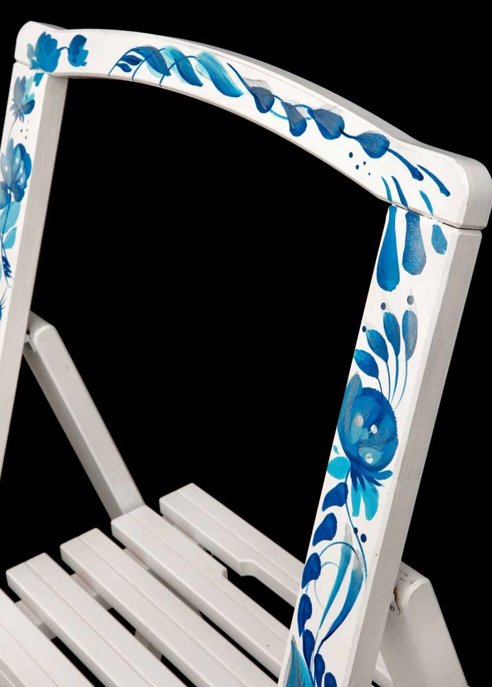 Стремянка деревянная с широкими ступенями Hoz-Block Микки 3 ступени Гжель (арт. СДМ-3Г) от магазина ЛесКонПром.ру