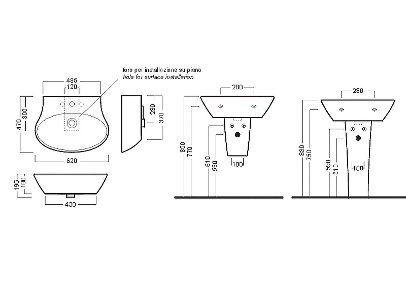 Раковина Hatria Nido 62 Y0R401 Белая от магазина ЛесКонПром.ру