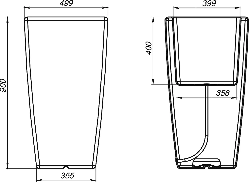 Кашпо Rostok Flox P 900 белое от магазина ЛесКонПром.ру