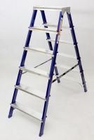Двухсторонняя стремянка стальная окрашенная с алюминиевыми ступенями 6 ступени (арт. MD8206) от магазина ЛесКонПром.ру