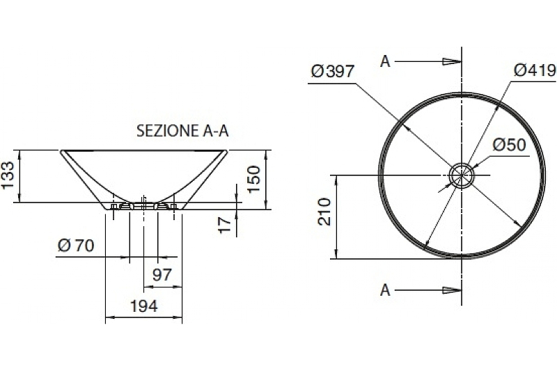 Раковина-чаша Scarabeo Thin Line 42 8010 Белая от магазина ЛесКонПром.ру