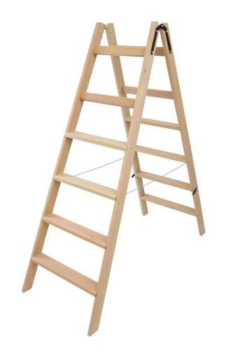 Стремянка двухсторонняя деревянная со ступенями и перекладинами Hoz-Block Альпинист 2х6 ступеней (арт. СДДА-6) от магазина ЛесКонПром.ру