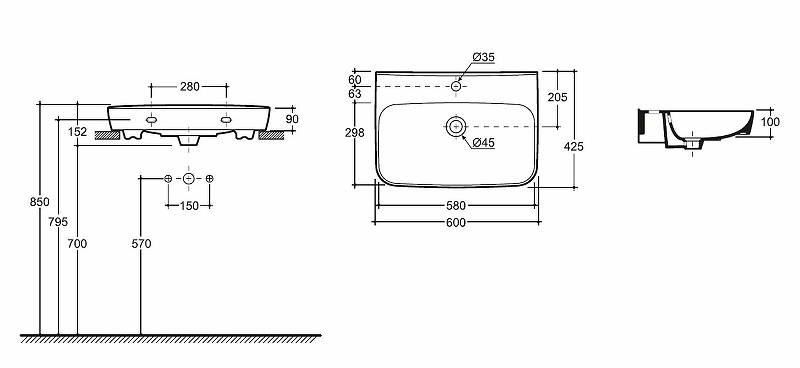Раковина Laparet Accord 60 Белая от магазина ЛесКонПром.ру