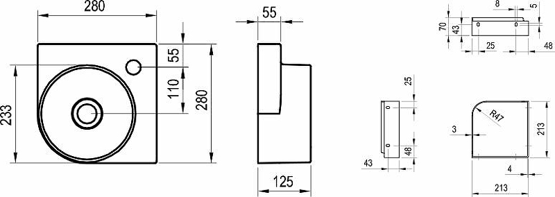 Раковина Ravak Yard 28 C XJX01228000 угловая Белая от магазина ЛесКонПром.ру