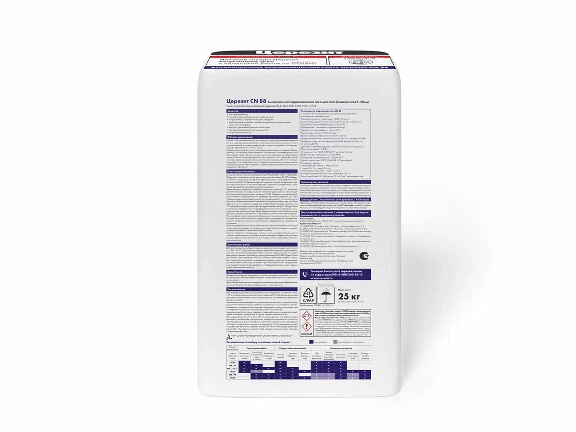 Наливной пол (стяжка) высокопрочный Церезит CN 88 25 кг от магазина ЛесКонПром.ру