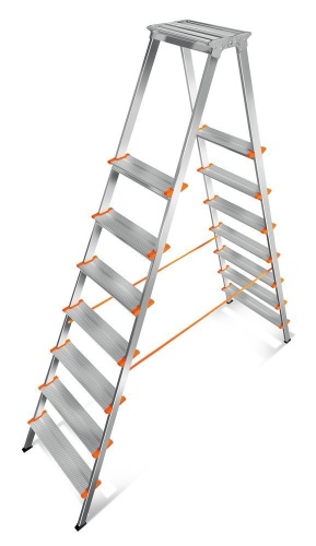Двухсторонняя стремянка алюминиевая Эйфель 7 ступеней (арт. Мастер 130 - 207) от магазина ЛесКонПром.ру