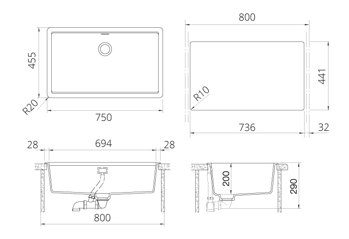 Кухонная мойка GREENWICH 80 CRISTADUR 701042 SCHOCK от магазина ЛесКонПром.ру