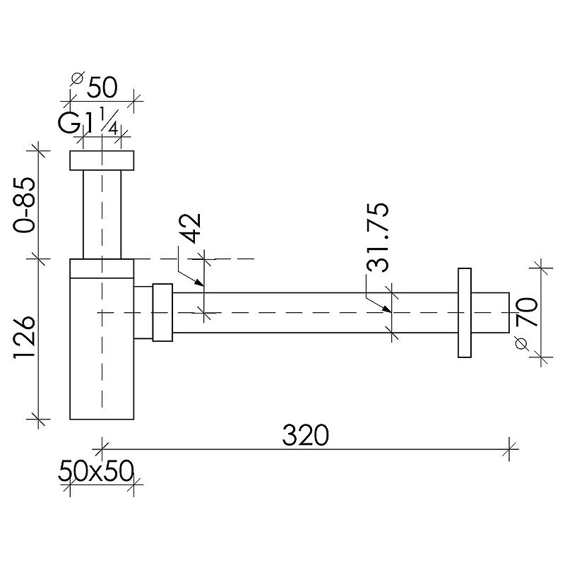 Сифон для раковины Ceramica Nova 70002CH Хром от магазина ЛесКонПром.ру
