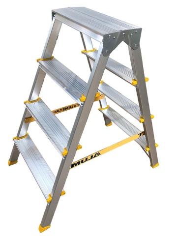 Стремянка  алюминиевая двухсторонняя анодированная Алюмет 4 ступени арт. APD 9204 от магазина ЛесКонПром.ру