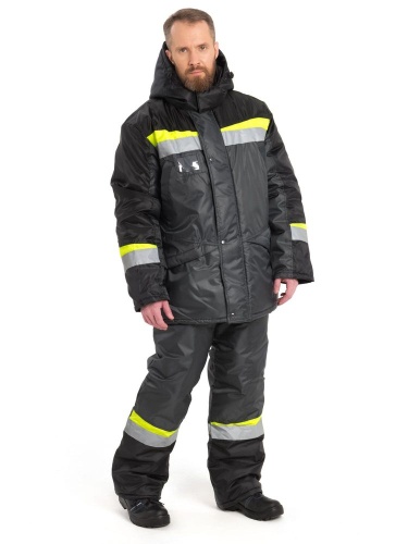 КОСТЮМ УТЕПЛЕННЫЙ "ГРАДУС" (т.СЕР/черн/лимон) от магазина ЛесКонПром.ру