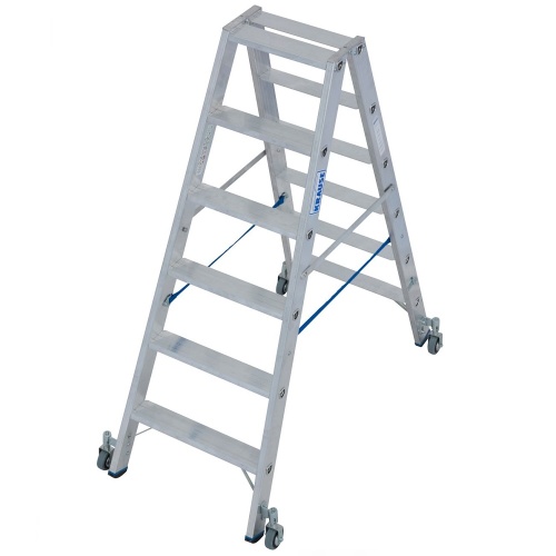 Стремянка алюминиевая двухсторонняя Krause Stabilo с роликами 2х6 ступеней (арт. 124845) от магазина ЛесКонПром.ру