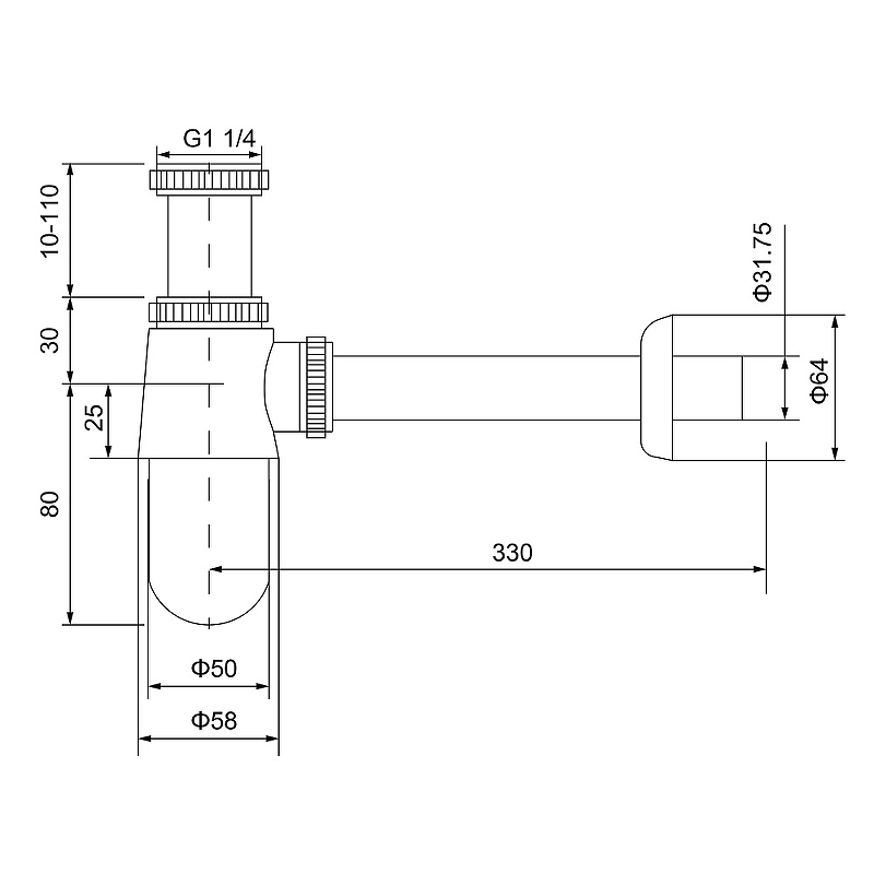 Сифон для раковины Timo 960/18L Черное золото от магазина ЛесКонПром.ру