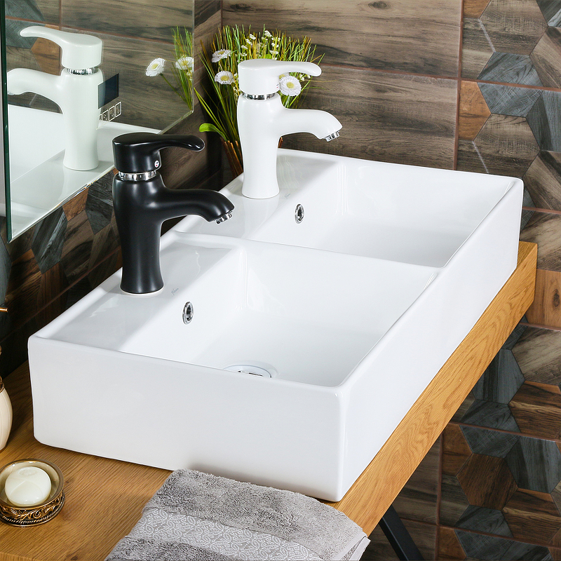 Раковина Melana 83 MLN-7063BDB двойная Белая от магазина ЛесКонПром.ру