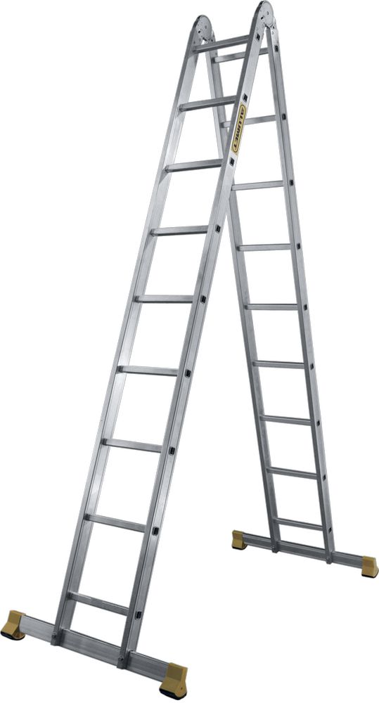 Алюминиевая профессиональная двухсекционная шарнирная универсальная лестница 2Х6 АЛЮМЕТ арт. Т206 от магазина ЛесКонПром.ру
