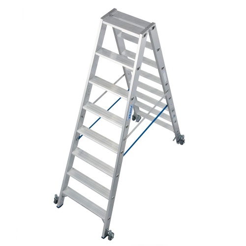 Стремянка алюминиевая двухсторонняя Krause Stabilo с роликами 2х8 ступеней (арт. 124869) от магазина ЛесКонПром.ру