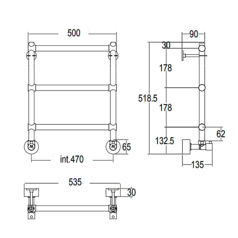 Водяной полотенцесушитель Margaroli Sole 4404703OBN Бронза от магазина ЛесКонПром.ру