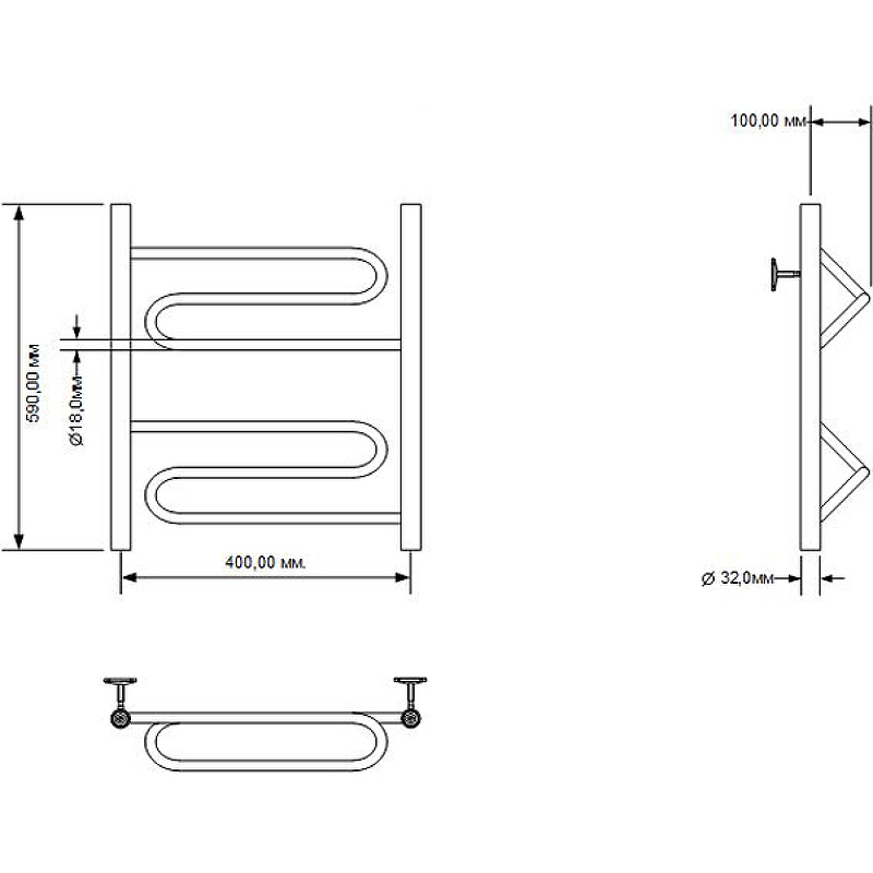 Водяной полотенцесушитель Aquanet Paolo 60x40 266731 Хром от магазина ЛесКонПром.ру