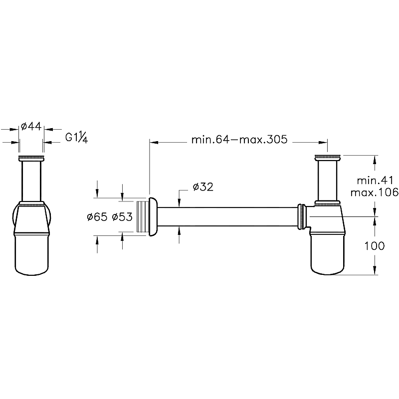 Сифон для раковины Vitra Syphon A45122 Хром от магазина ЛесКонПром.ру