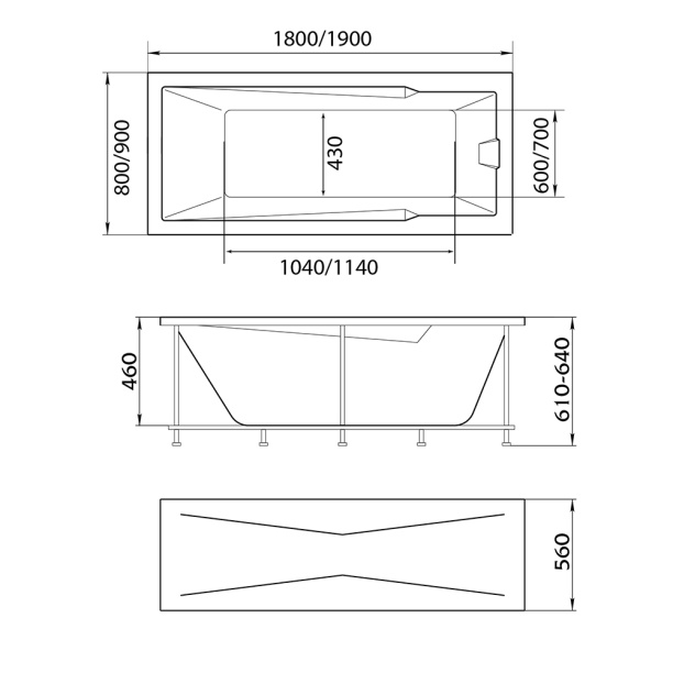 Акриловая ванна 100Acryl ACRYEL 180х70 см от магазина ЛесКонПром.ру