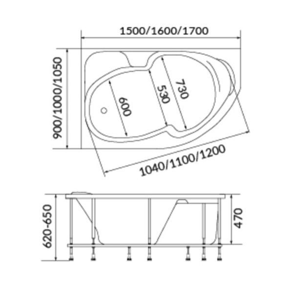Акриловая ванна 1ACReal Мадрид 170х95х45 см правая от магазина ЛесКонПром.ру