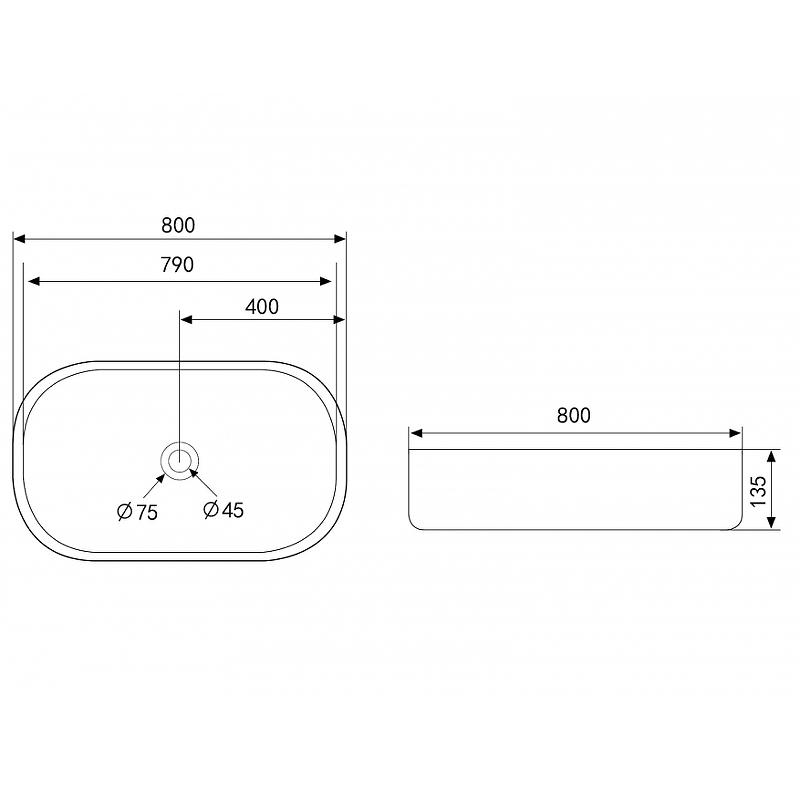Раковина-чаша Abber Bequem 80 AC2110 Белая от магазина ЛесКонПром.ру
