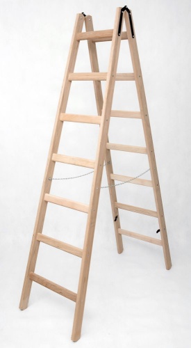 Стремянка двухсторонняя деревянная с перекладинами Hoz-Block Маляр 2х9 ступеней (арт. СДДМ-9) от магазина ЛесКонПром.ру