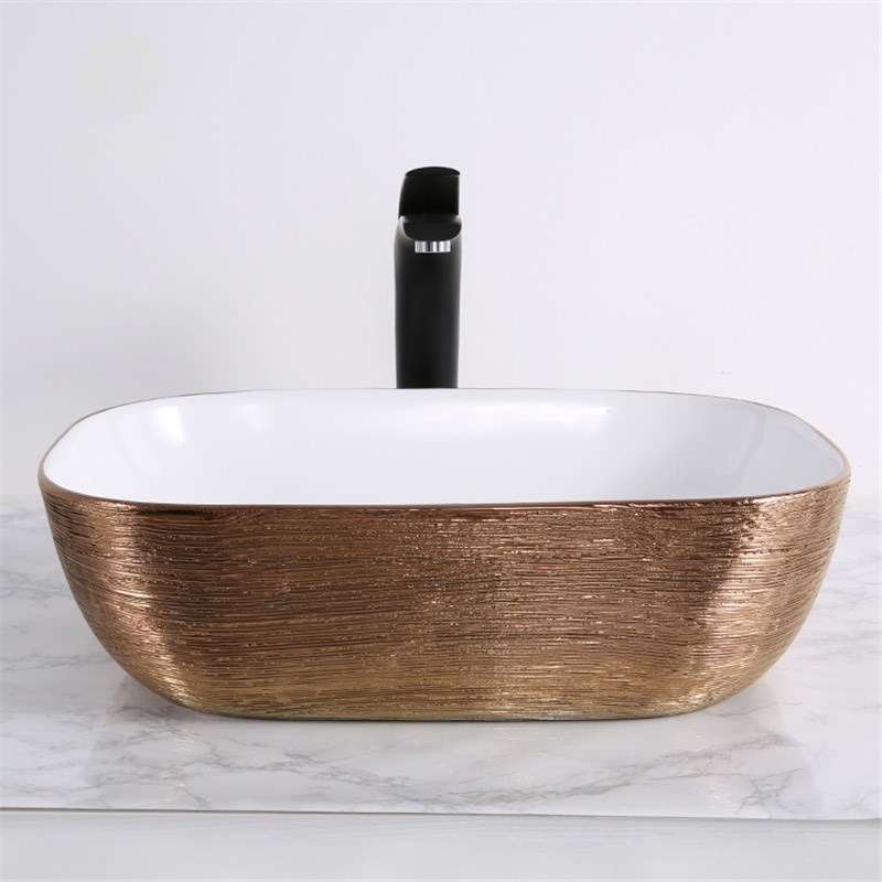 Раковина-чаша Mira 46 MR-4632LWG Белая Золото от магазина ЛесКонПром.ру