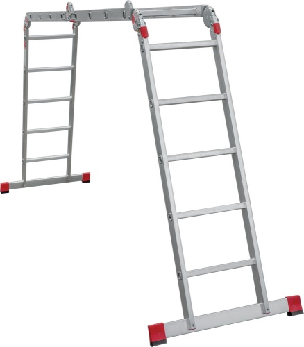 Алюминиевая четырехсекционная профессиональная  лестница-трансформер 400 мм NV3320 НОВАЯ ВЫСОТА 2Х4+2Х5 арт.3320245 от магазина ЛесКонПром.ру