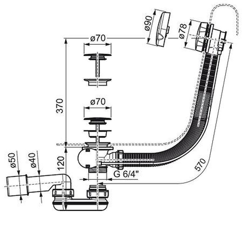 Слив-перелив Ravak X01305 полуавтомат Хром от магазина ЛесКонПром.ру
