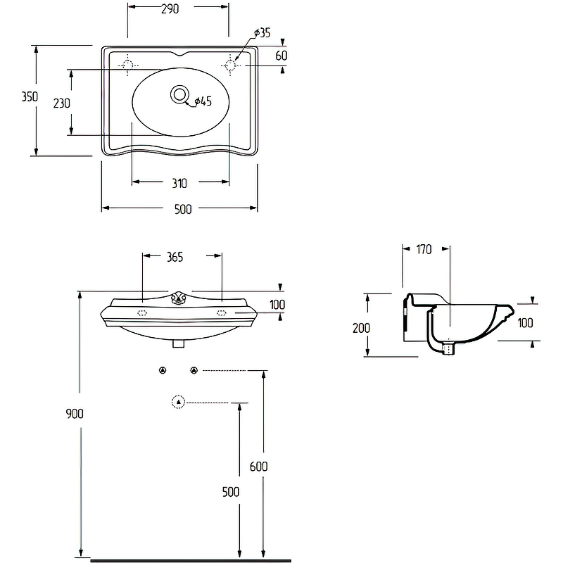 Раковина Migliore Impero 50 20785 Белая от магазина ЛесКонПром.ру