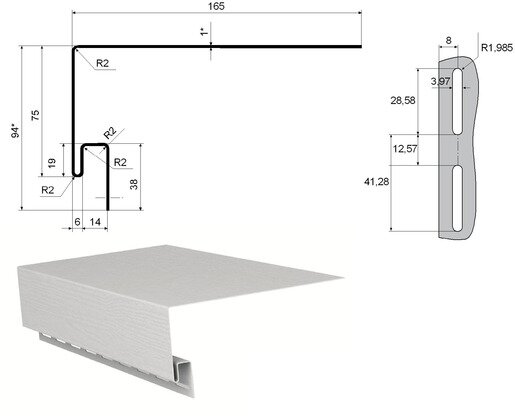 Планка околооконная Grand Line 3050 мм, белый от магазина ЛесКонПром.ру