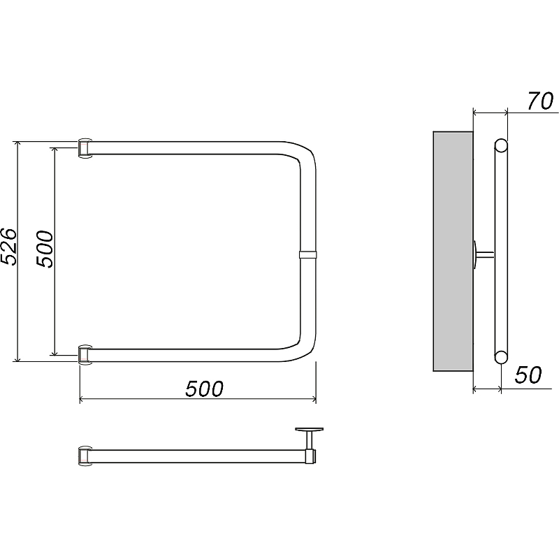 Водяной полотенцесушитель Grota Modesto 50х50 Хром от магазина ЛесКонПром.ру