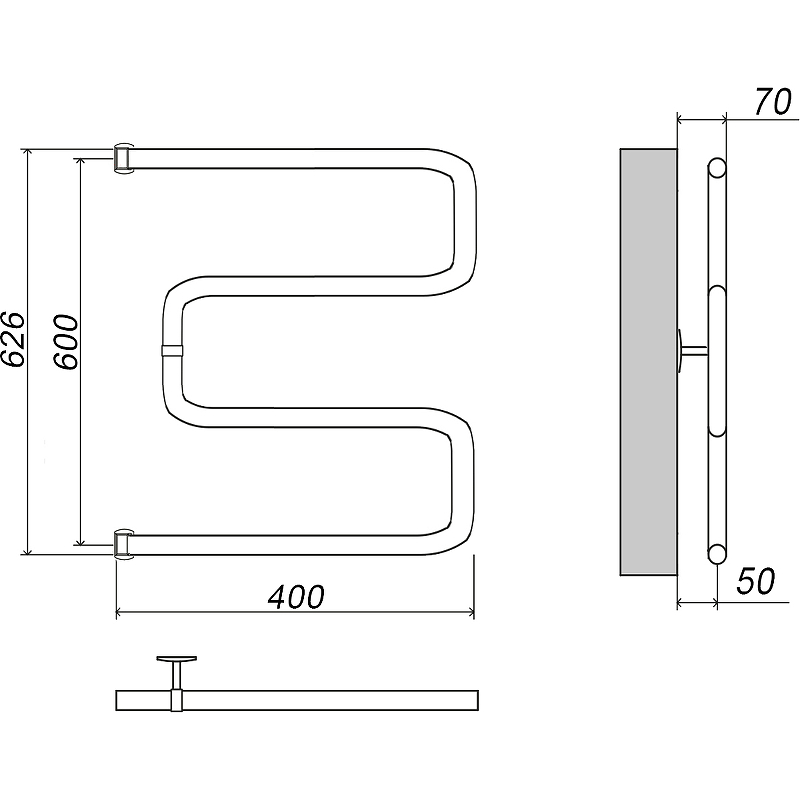 Водяной полотенцесушитель Grota Kamelo 600х400 Хром от магазина ЛесКонПром.ру