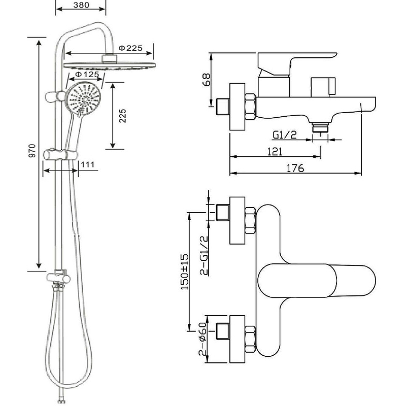 Душевая система Agger A0293544 Черная от магазина ЛесКонПром.ру
