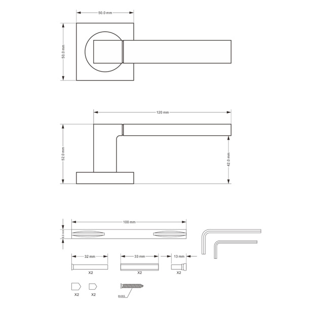 Ручки дверные NEODECO А61032 никель от магазина ЛесКонПром.ру