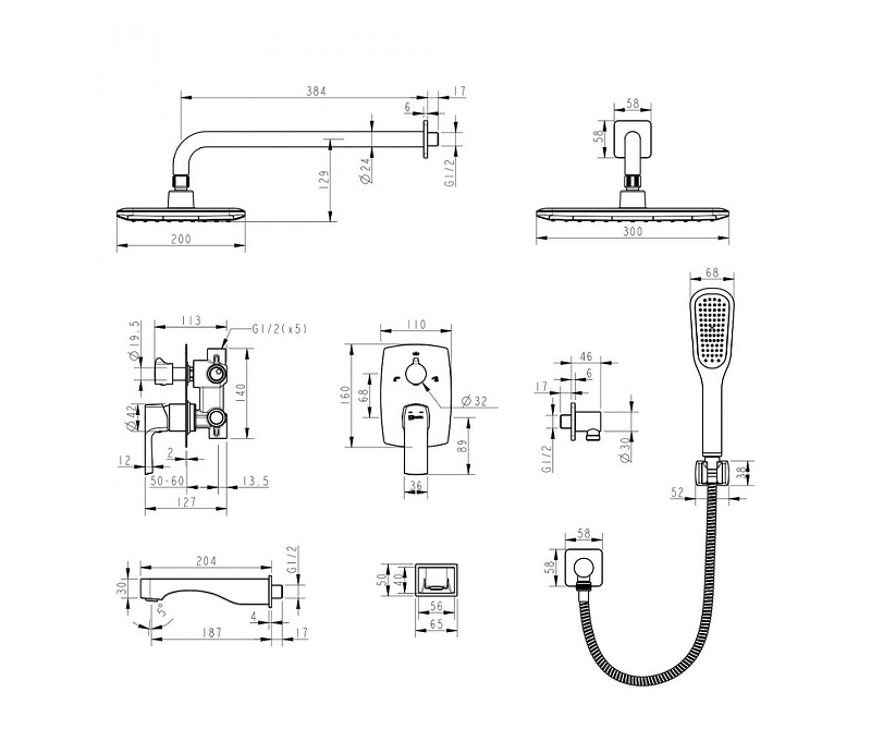 Душевая система Lemark Ursus LM7222BL Черный от магазина ЛесКонПром.ру