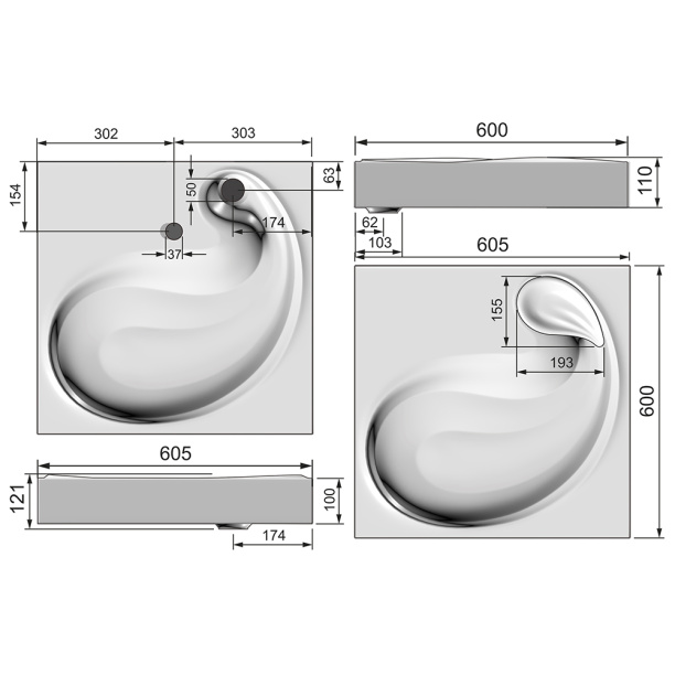 Раковина RAVAL Buta 60х60 см на стиральную машину от магазина ЛесКонПром.ру