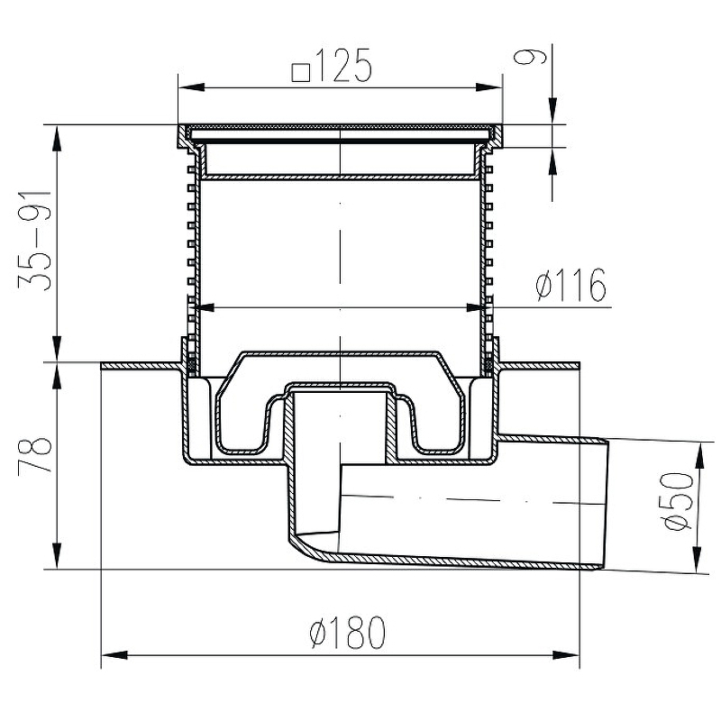 Душевой трап Paini 425XL с решеткой Хром от магазина ЛесКонПром.ру