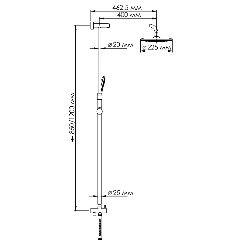 Душевая система WasserKRAFT A066 Хром от магазина ЛесКонПром.ру