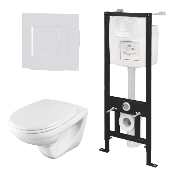 Инсталляция Culto Dino с унитазом, сиденьем, кнопкой белый от магазина ЛесКонПром.ру