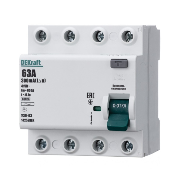 УЗО DEKraft 4п 300 мА 63 А от магазина ЛесКонПром.ру