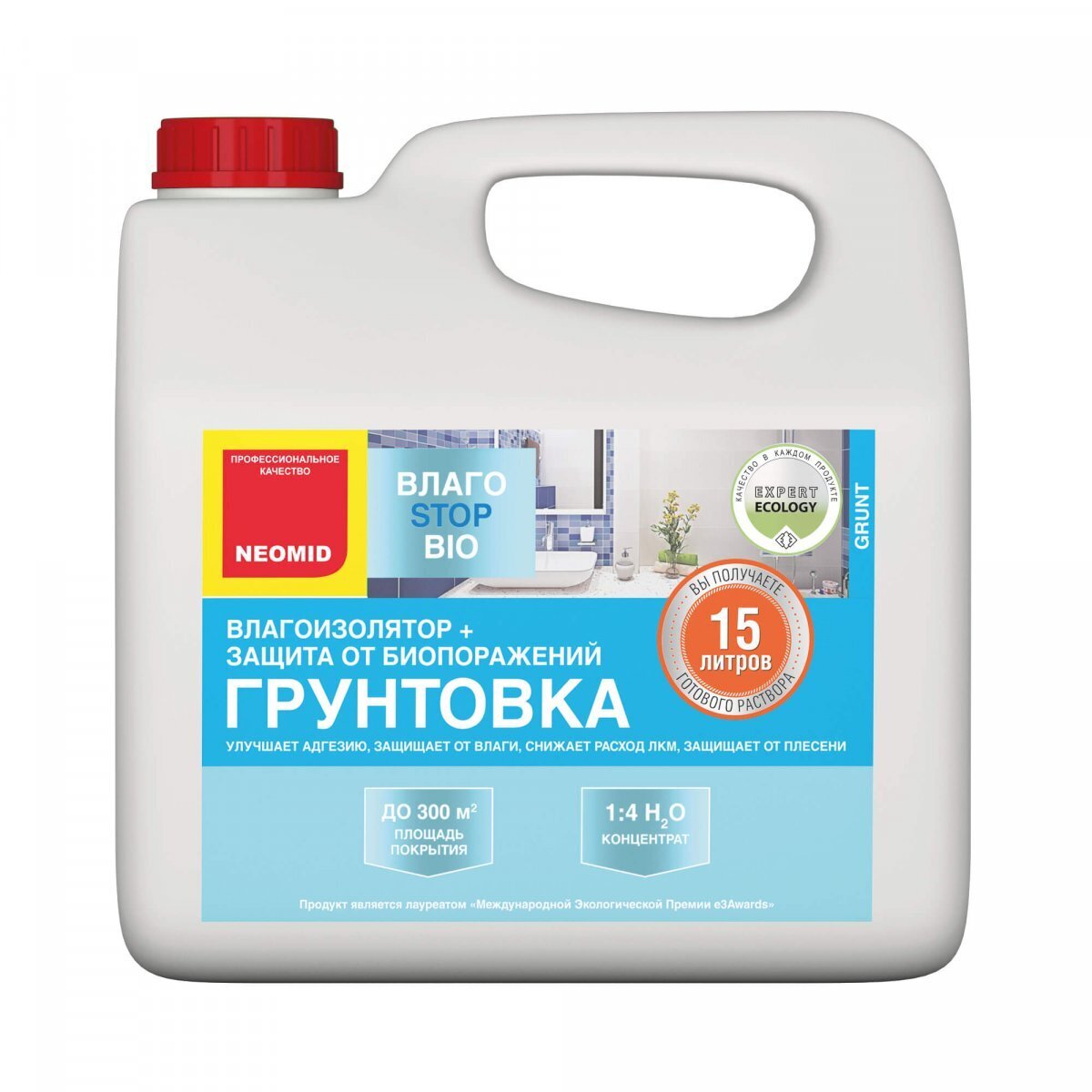 Грунт-влагоизолятор для внутренних и наружных работ NEOMID Влагоstop Bio концентрат 1:4 3л от магазина ЛесКонПром.ру