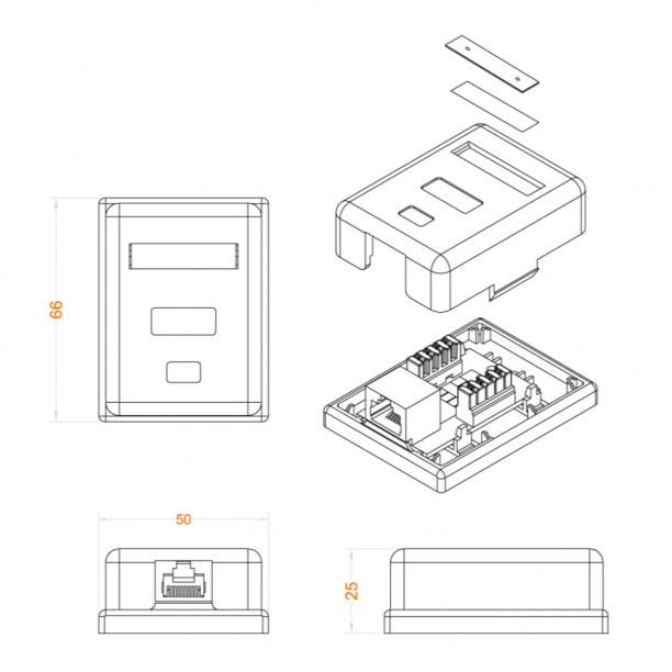 Розетка компьютерная 1-я Hyperline Cat5е от магазина ЛесКонПром.ру
