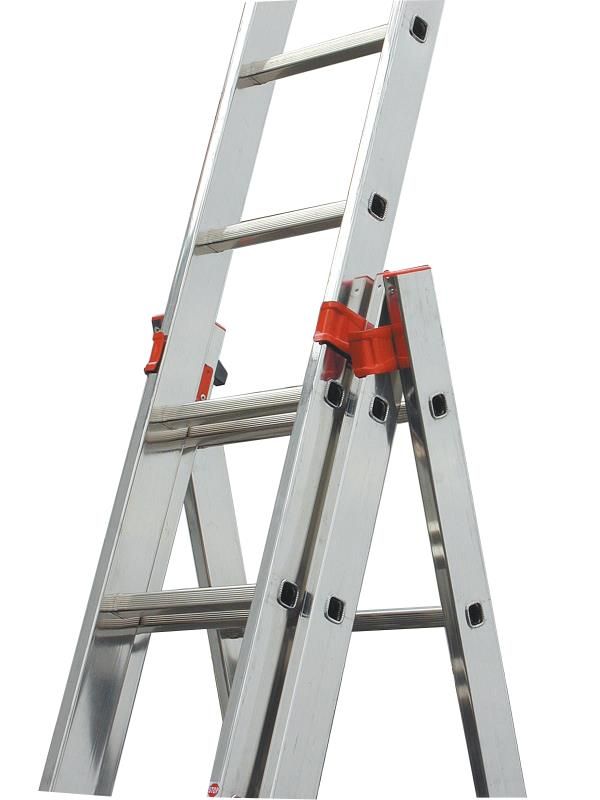 Лестница алюминиевая трехсекционая KRAUSE TRIBILO Trigon 3х14 от магазина ЛесКонПром.ру
