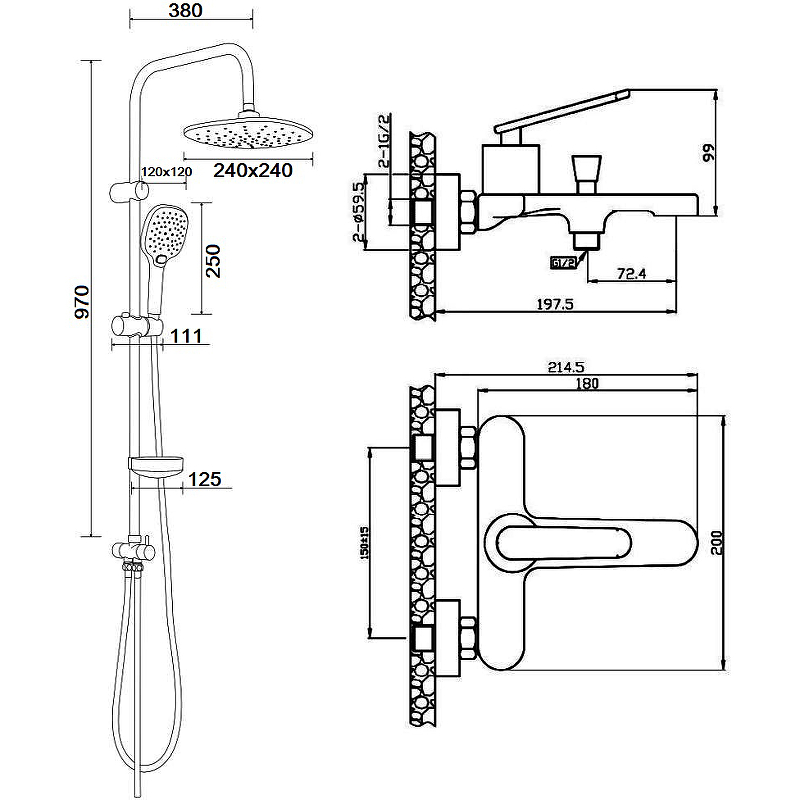 Душевая система Agger A2695000 Хром от магазина ЛесКонПром.ру